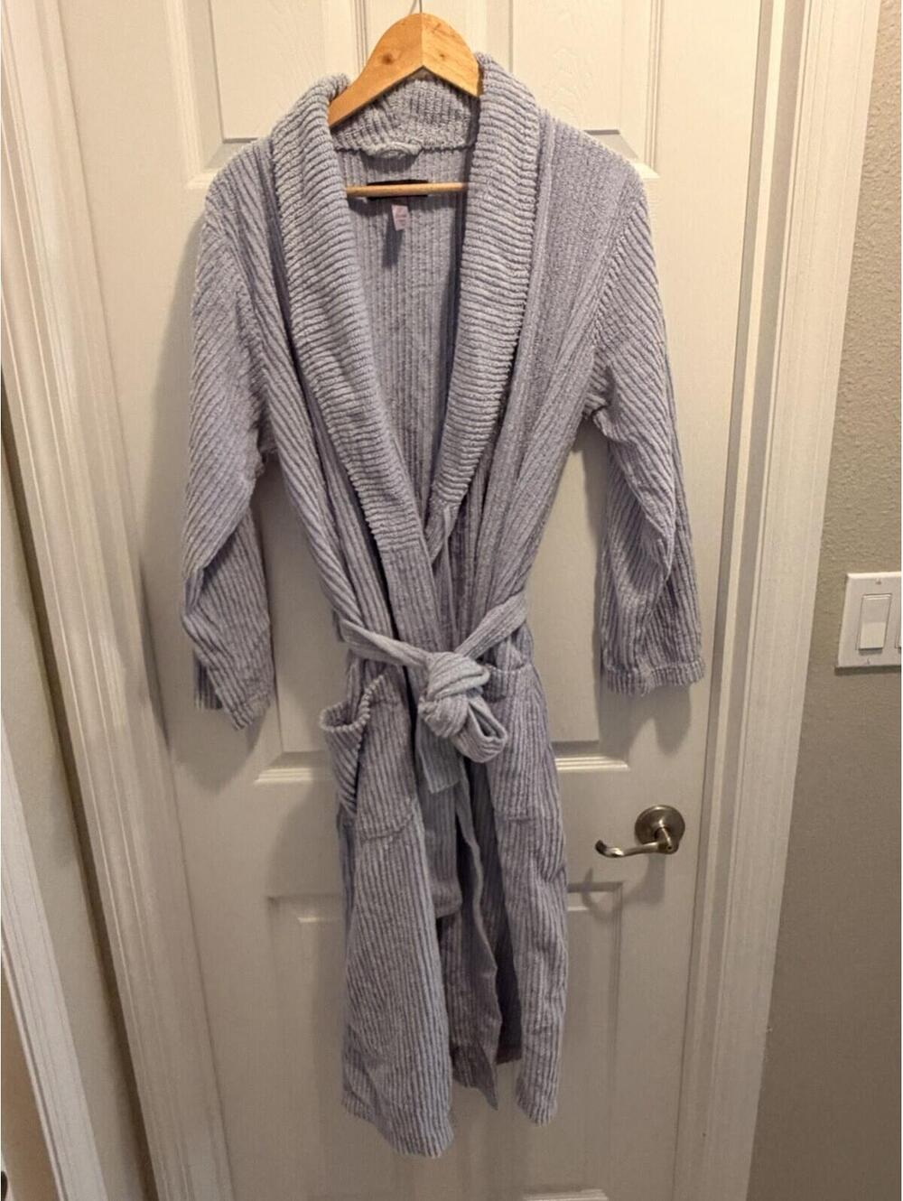 Stan Herman Womens Chenille Wrap Robe Size 1X Blue Belted Grannycore